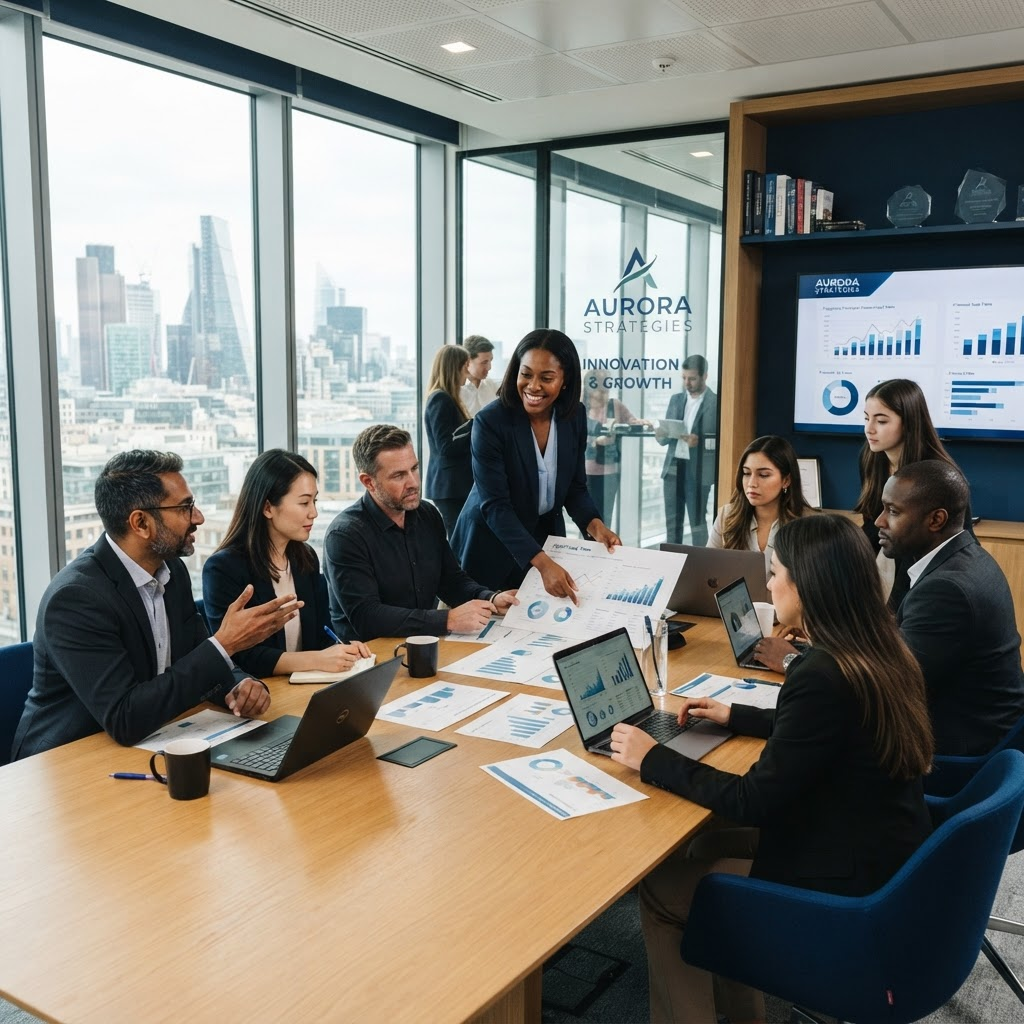 Corporate team collaborating in a meeting